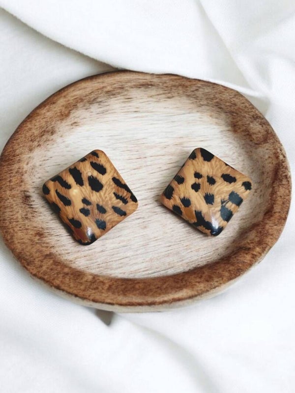 Oorbellen Leopard Square