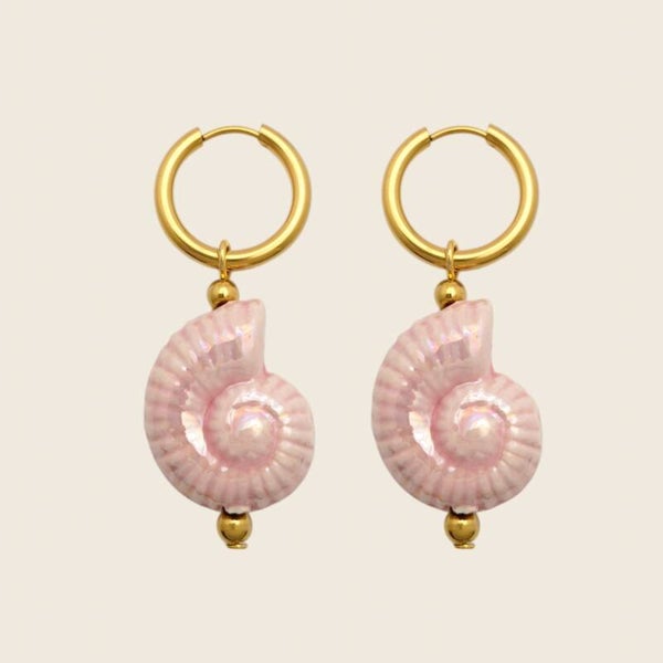 Pink Shell Hoops