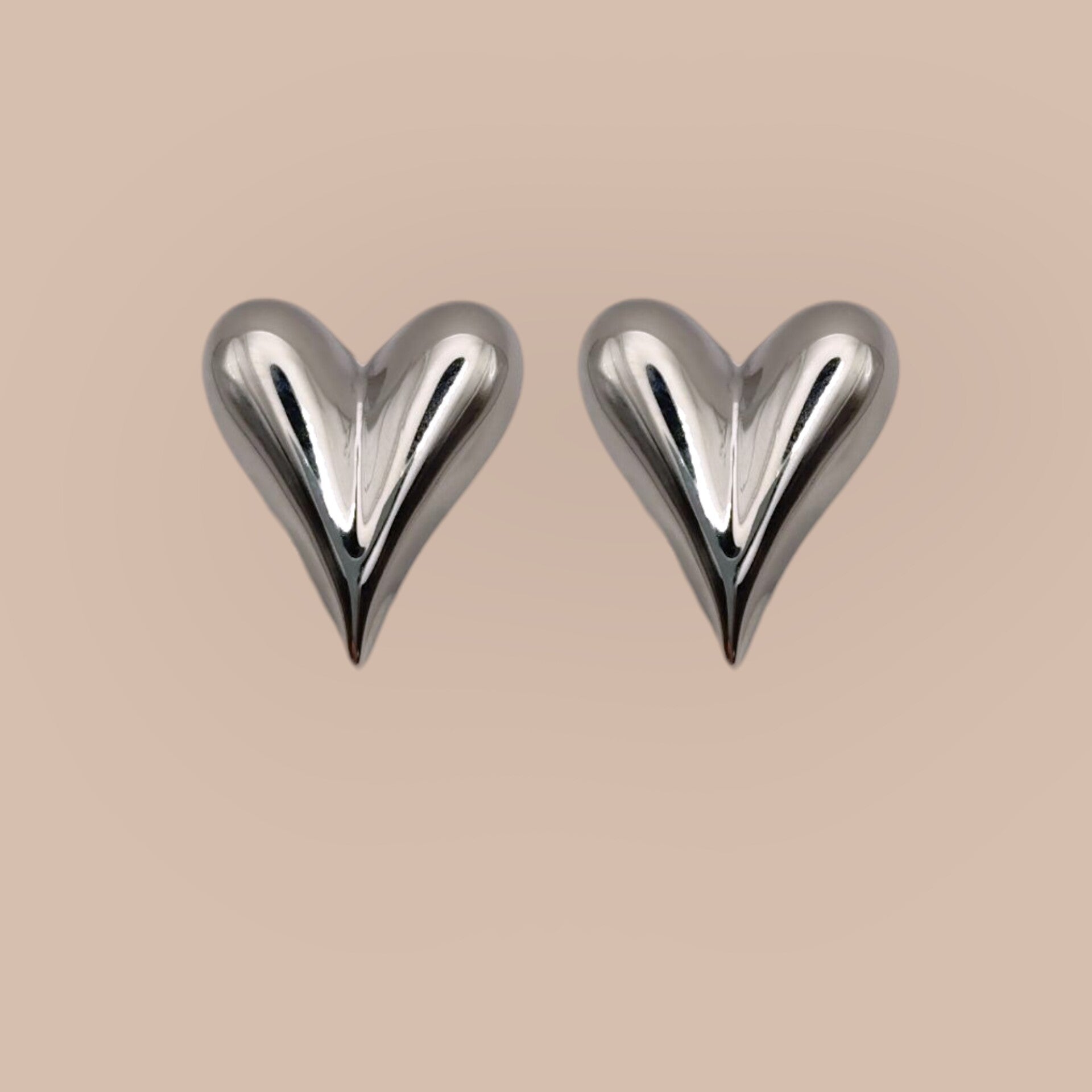 Silver Heart Studs