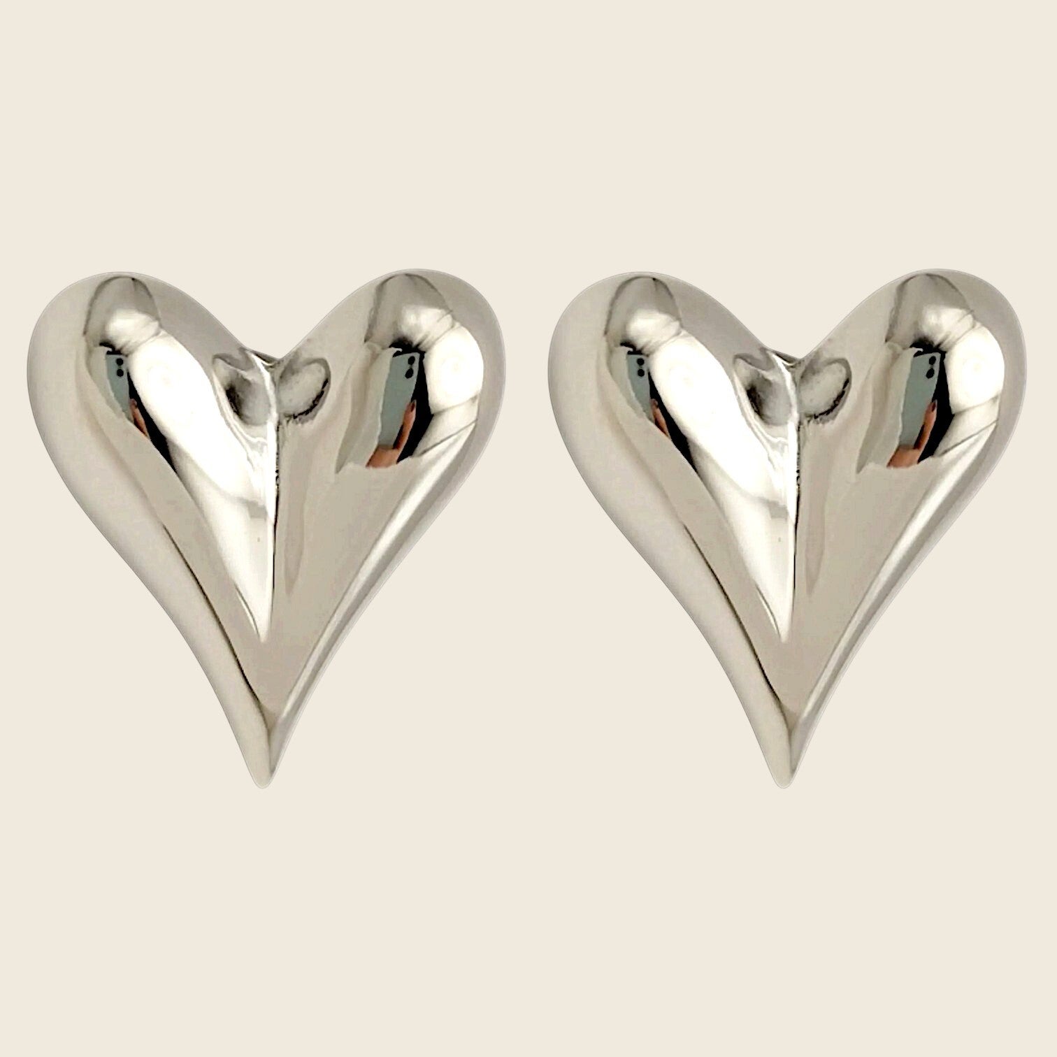 Silver Heart Studs