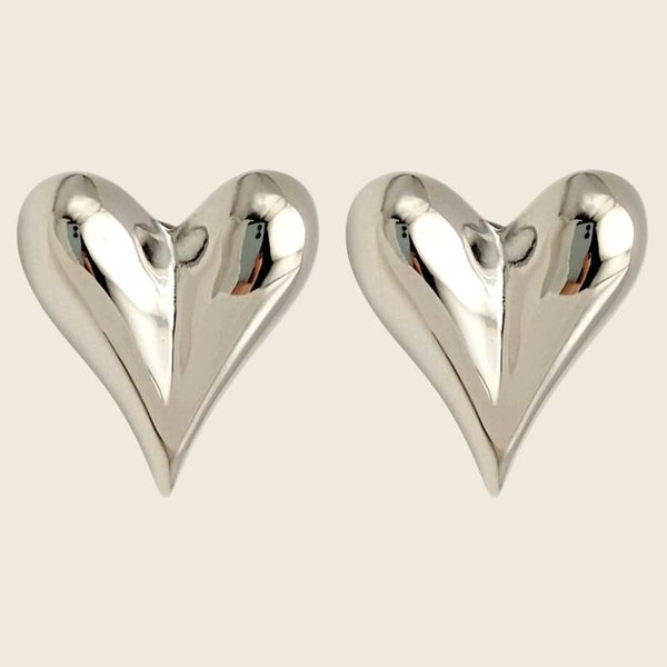 Silver Heart Studs