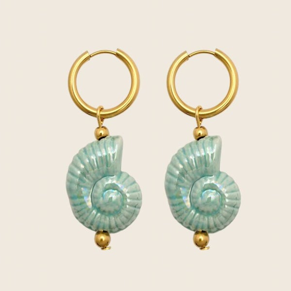 Turquoise Shell Hoops