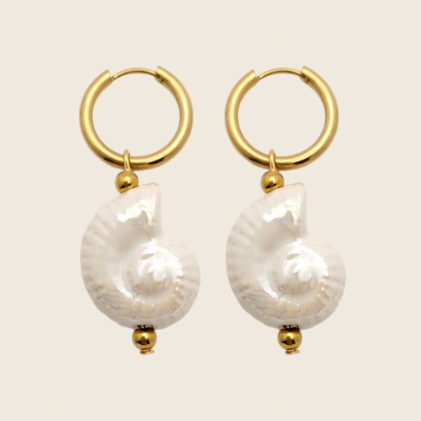White Shell Hoops