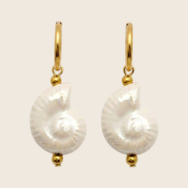 White Shell Hoops
