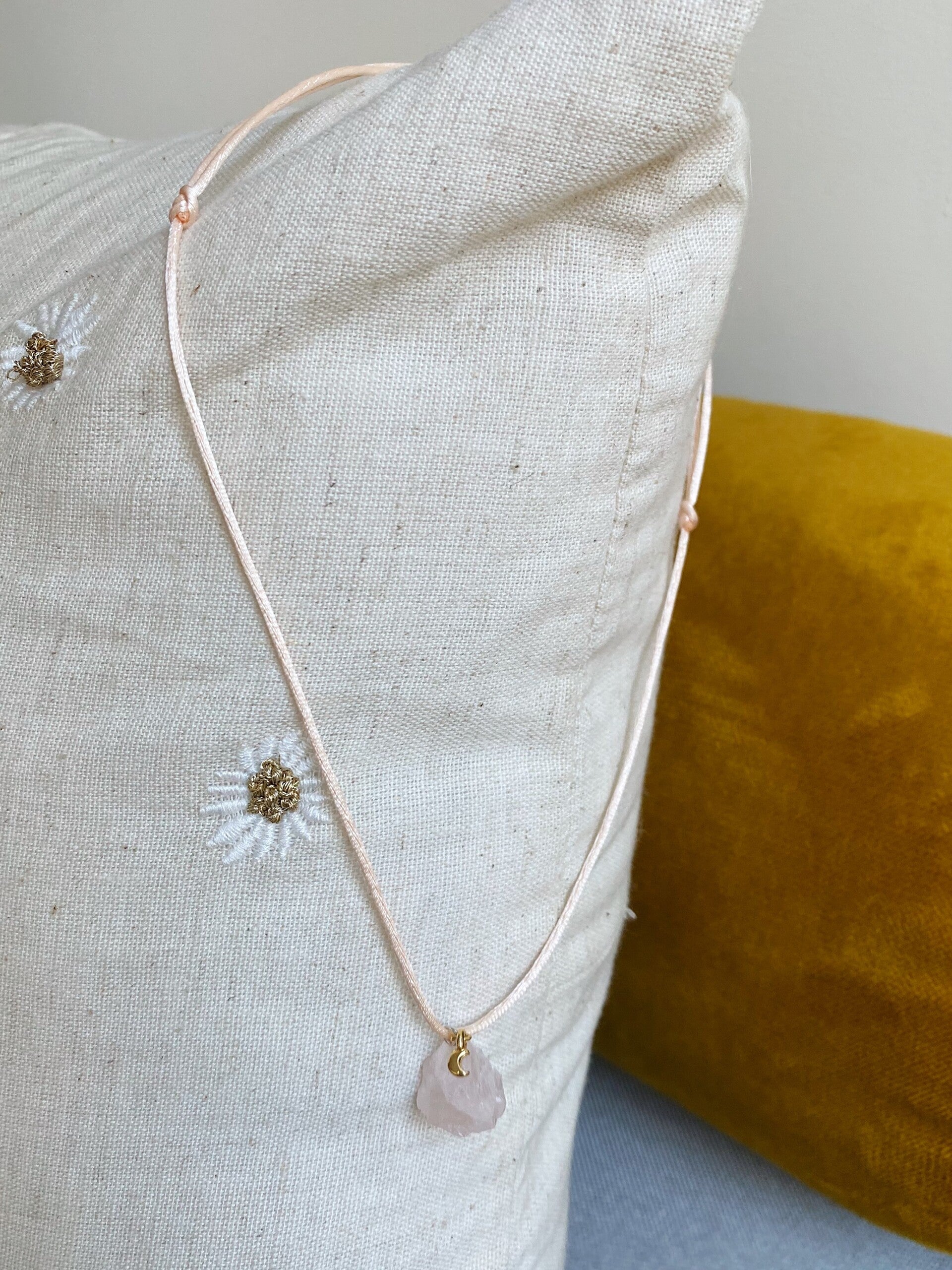 Satin Necklace Rose Quartz