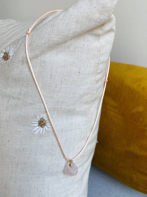 Satin Necklace Rose Quartz