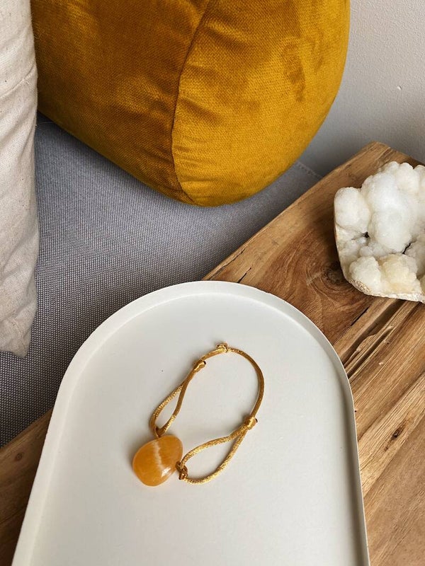 Satin Bracelet Yellow Calcite
