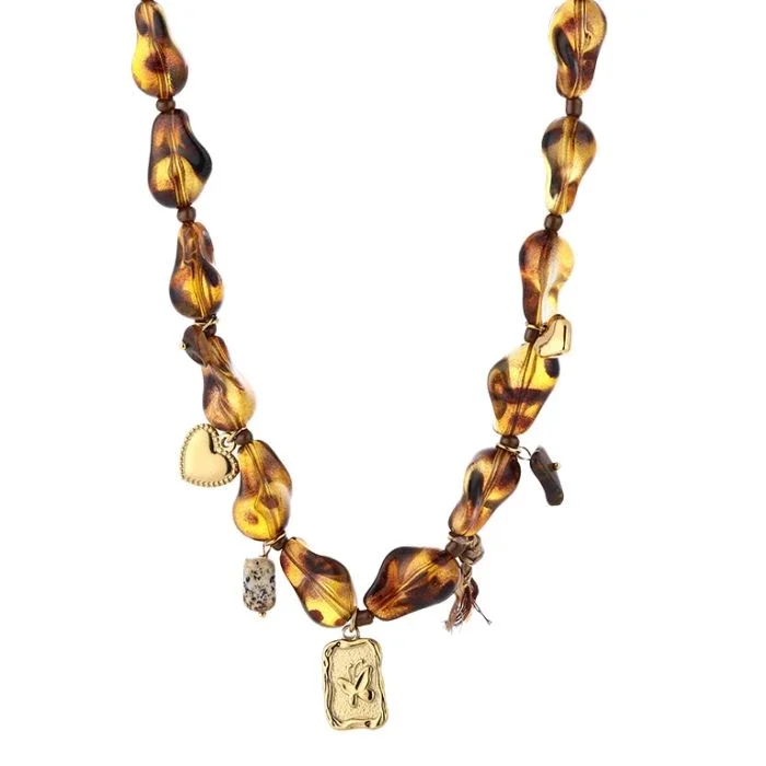 KETTING AMBER CHARMS - PANTHER