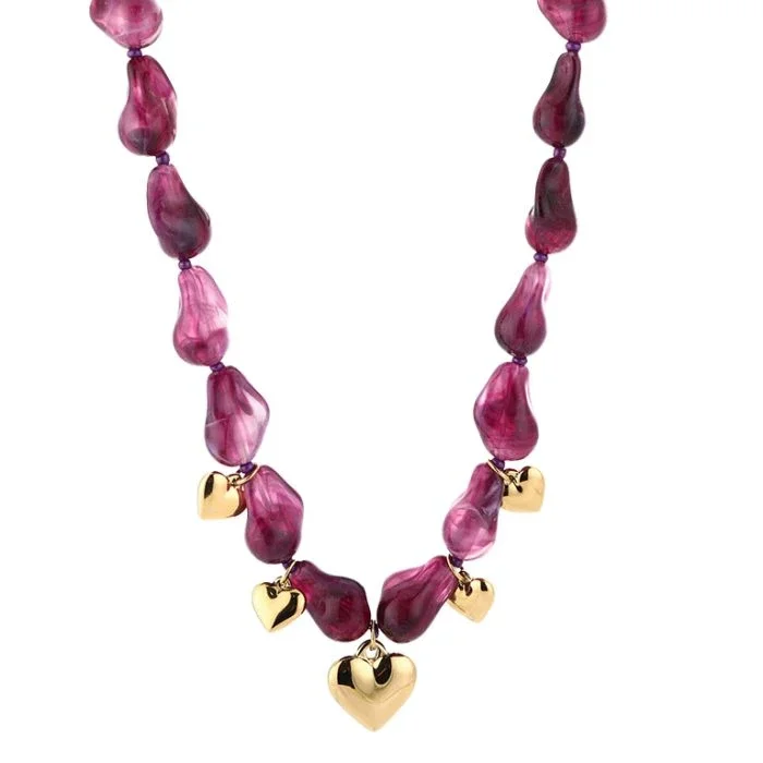 KETTING HEARTY CHARMS - AUBERGINE