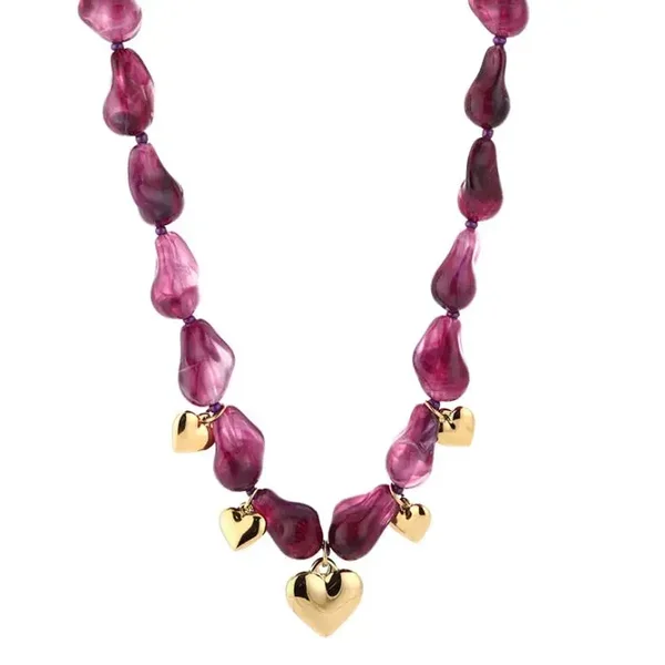 KETTING HEARTY CHARMS - AUBERGINE