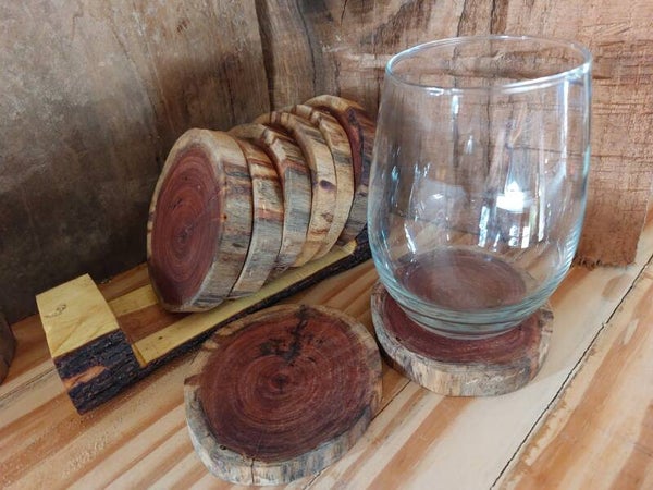 9 Piece Mesquite wood coaster set