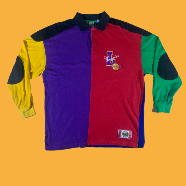 (L) Vintage Los Angeles Lakers Color Blocking Polo