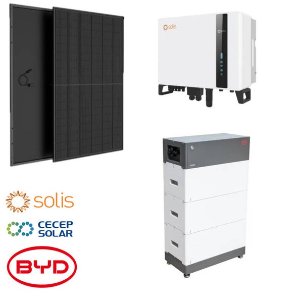 BYD Battery HVS 7.7 kWh + Base & Cover + Solis hybride omvormer 6.0 kW omvormer + 10 zonnepanelen