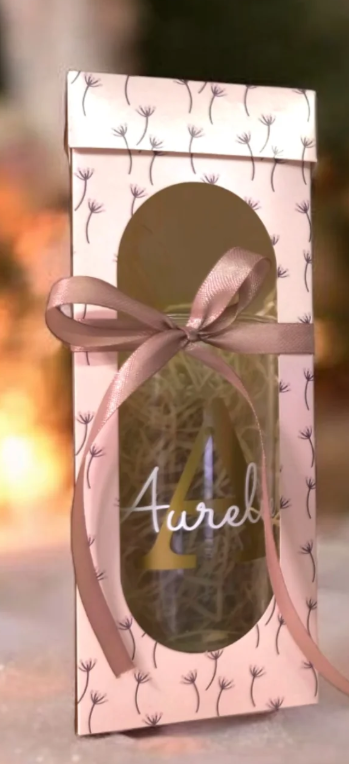 Elegant glas met naam in luxe verpakking