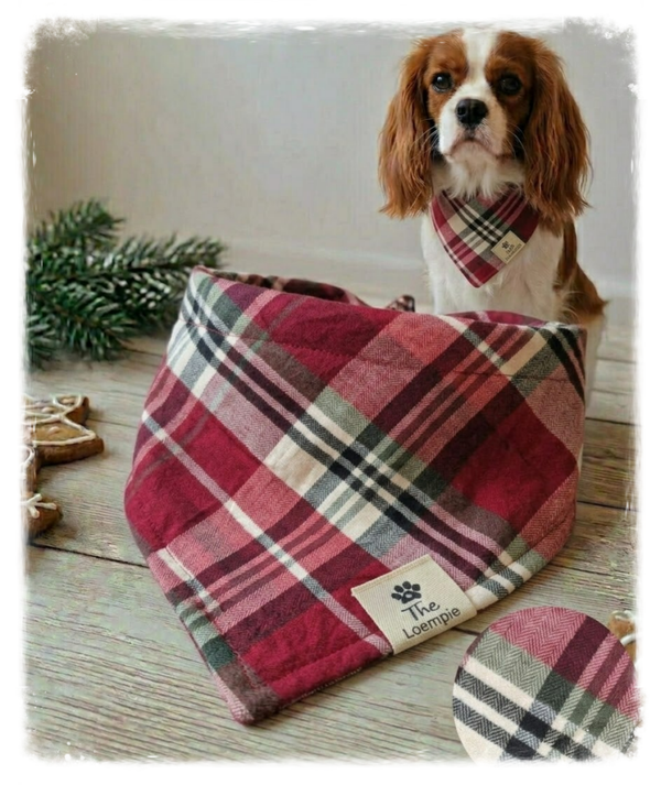Red Plaid Christmas Dog Bandana