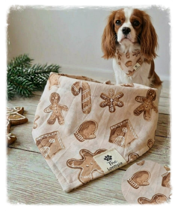 Gingerbread Christmas Dog Bandana | Festive Style