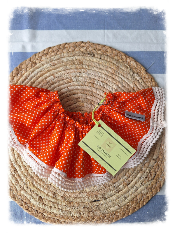 The Orange and White Polkadot Ruffe Collar