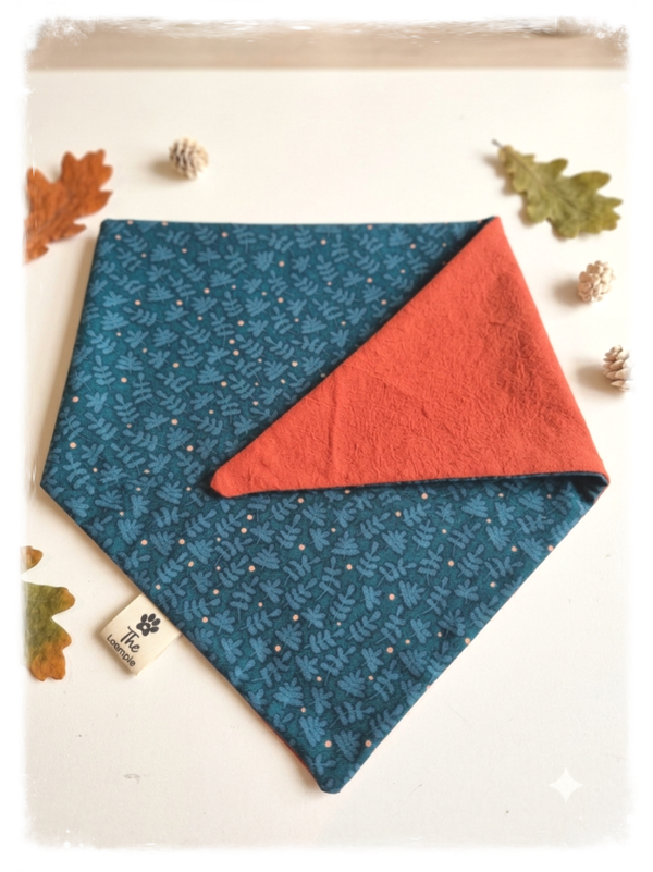 Reversible Autumn Dog Bandana - The Harvest Teal