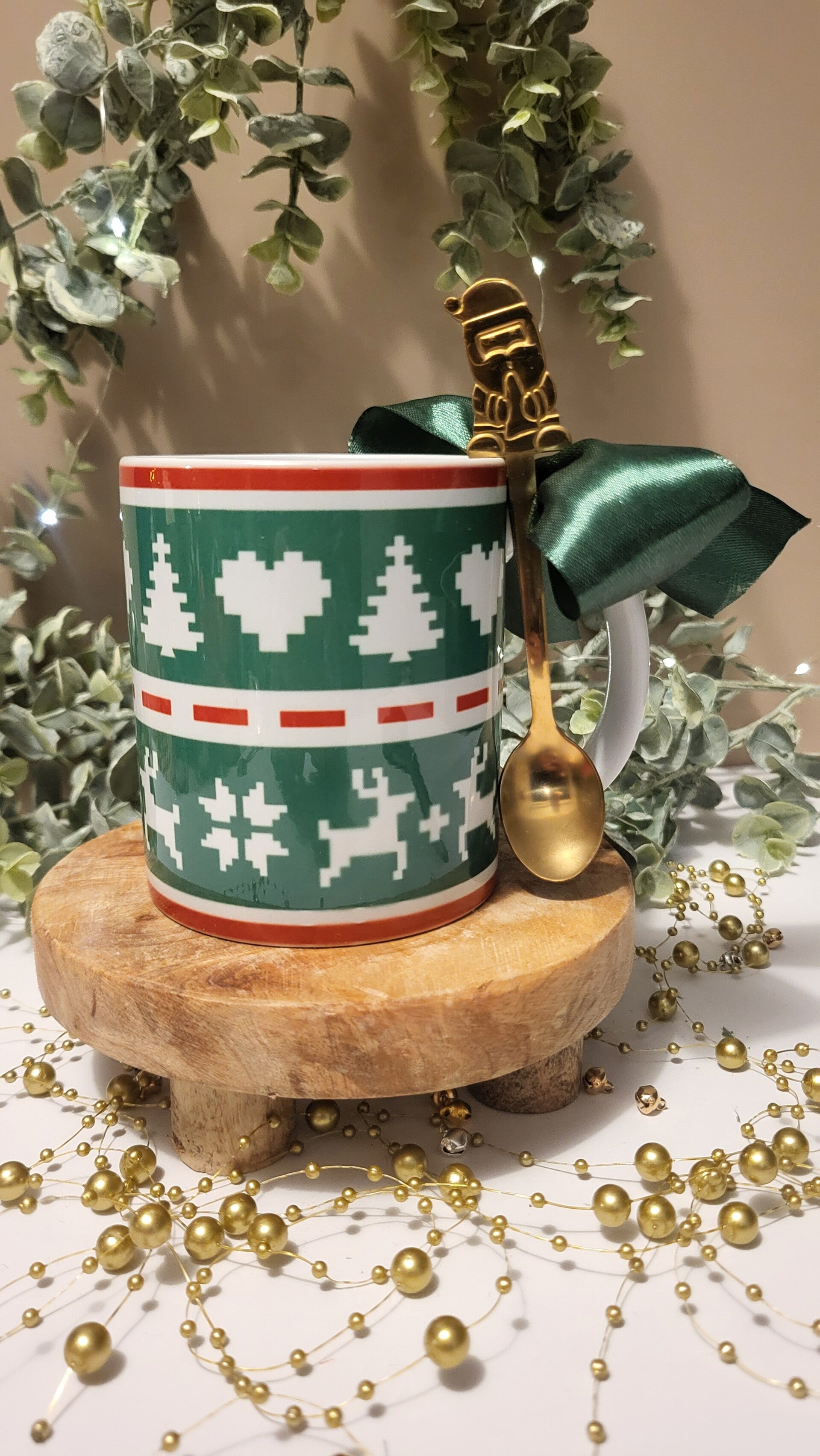 Mug Noel vert et marron foncé