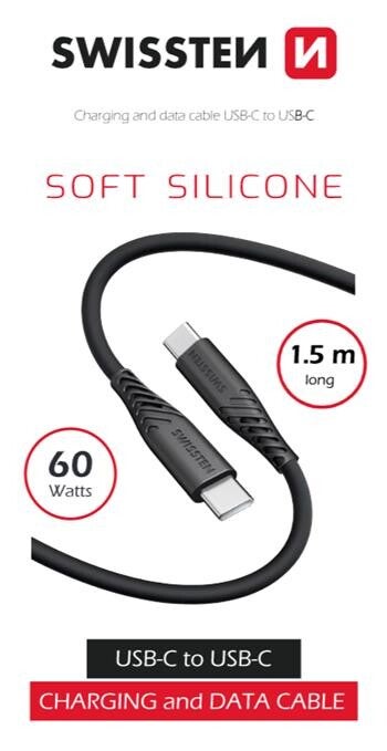 Câble USB Type-C vers Type-C en silicone souple Swissten (60 W)
