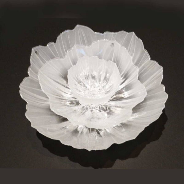 Set van 3 kristallen Anemoon schalen.