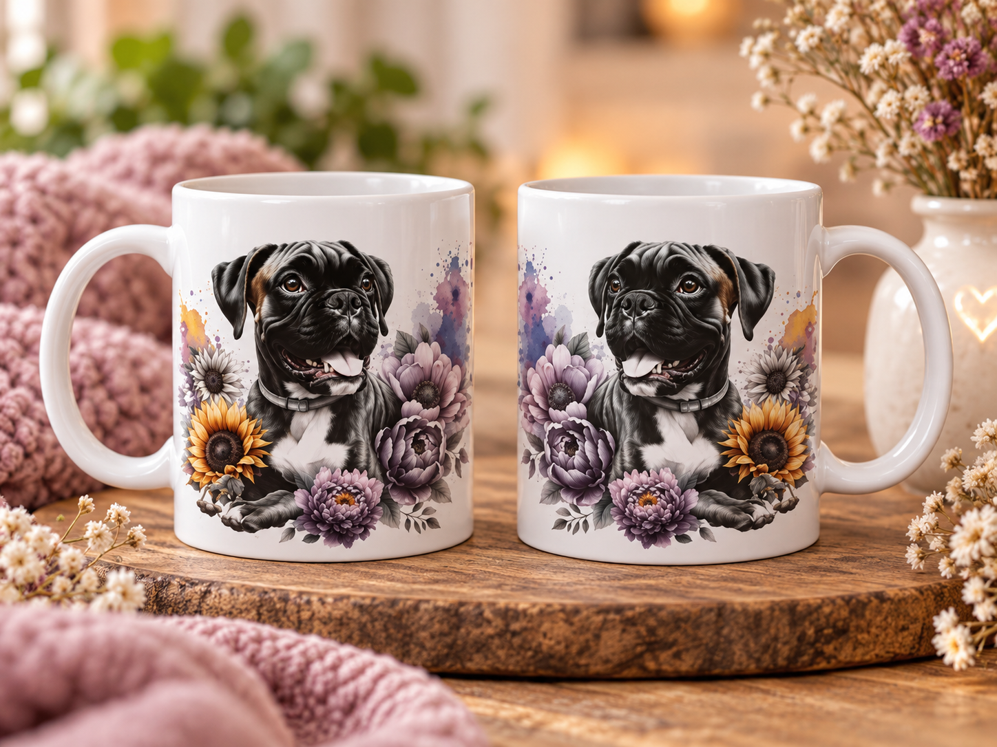 Mok - Boxer met bloemen