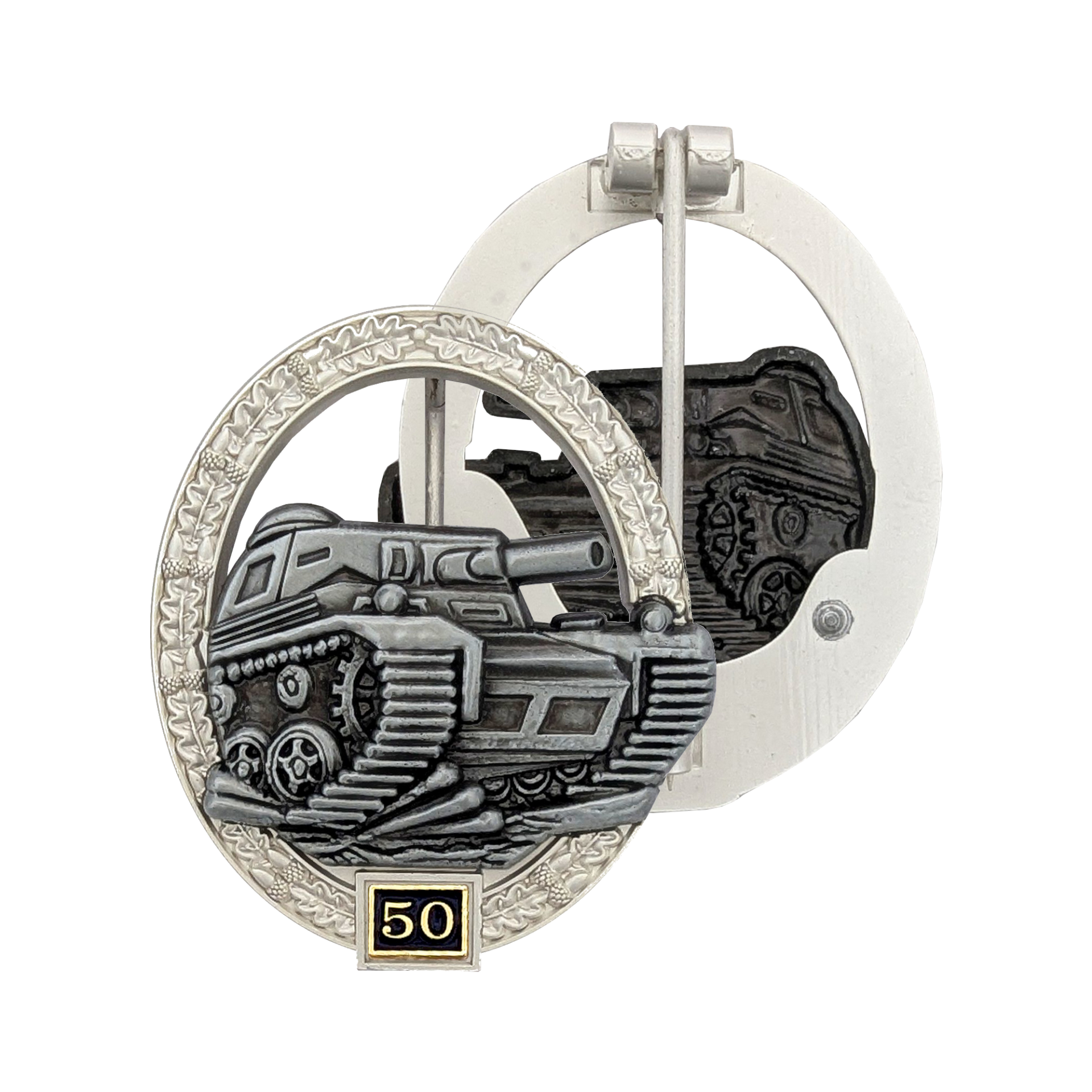 Panzerkampfabzeichen des Heeres (Silber mit Einsatzzahl 50)