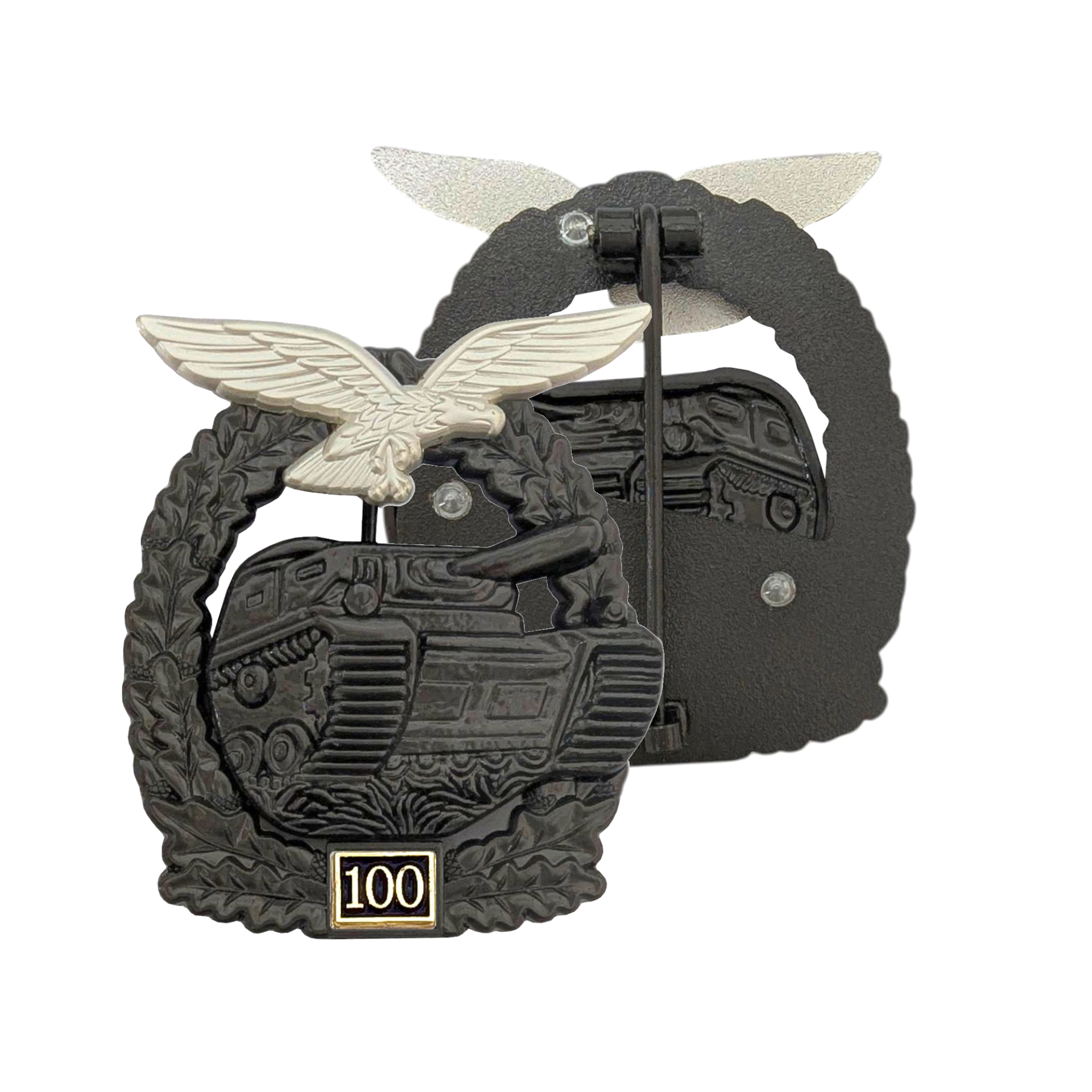 Panzerkampfabzeichen der Luftwaffe (Schwarz mit Einsatzzahl 100)