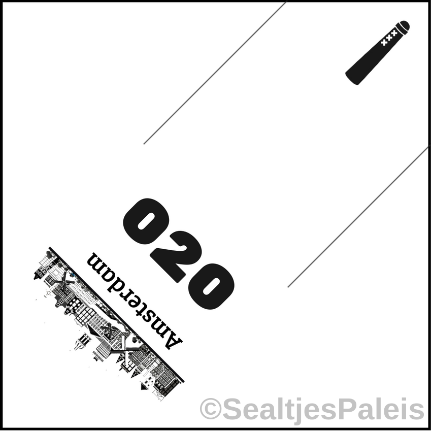 Sealtjes 95 x 95 mm - Amsterdam 020 Skyline