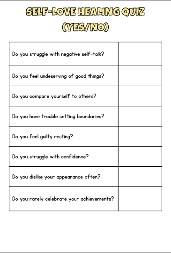 Self-Love Healing Assessment