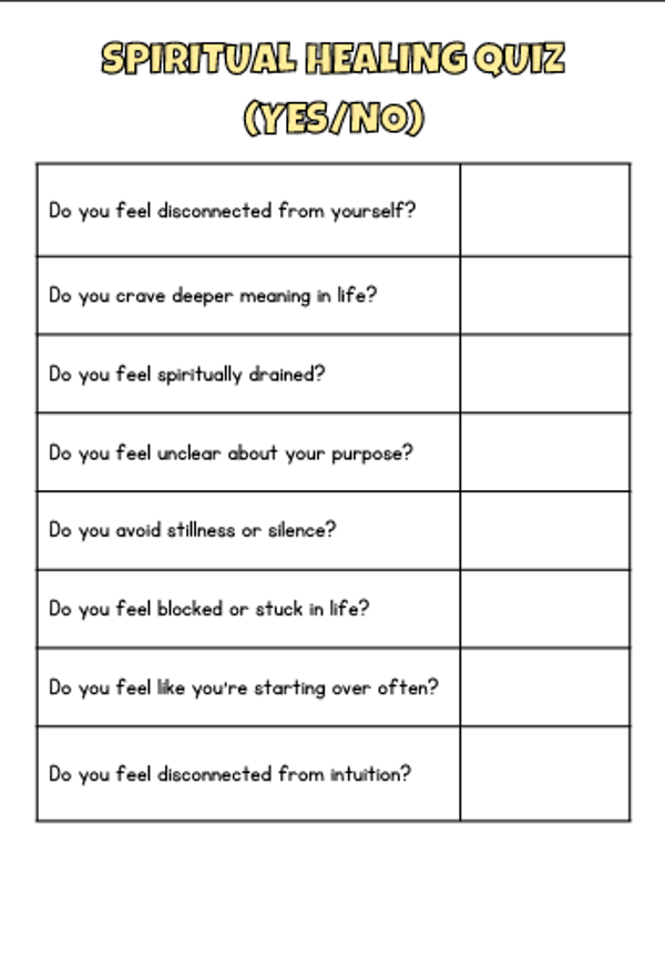 Spiritual Healing Assessment