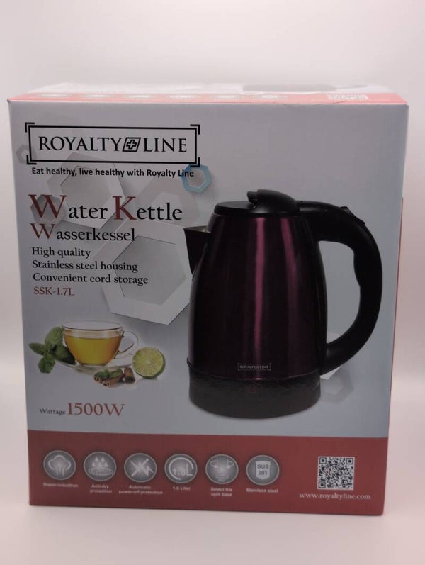 Wasserkocher Edelstahl Wasserkocher Teekocher 1,7L 1500W Royalty Line RL-SSK1.7L