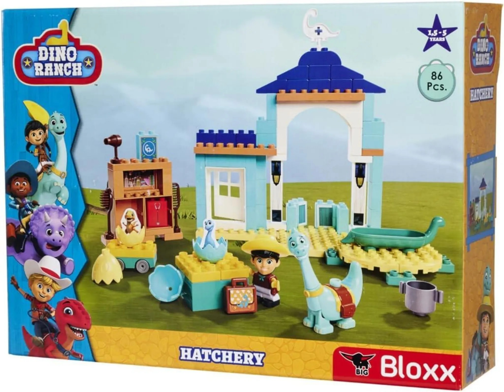 Big-Bloxx - Dino Ranch Pflegestation - großes Spielset (86 Bausteine) für Dino-Krankenhaus mit Brutstätte, Zubehör & Spielfigur