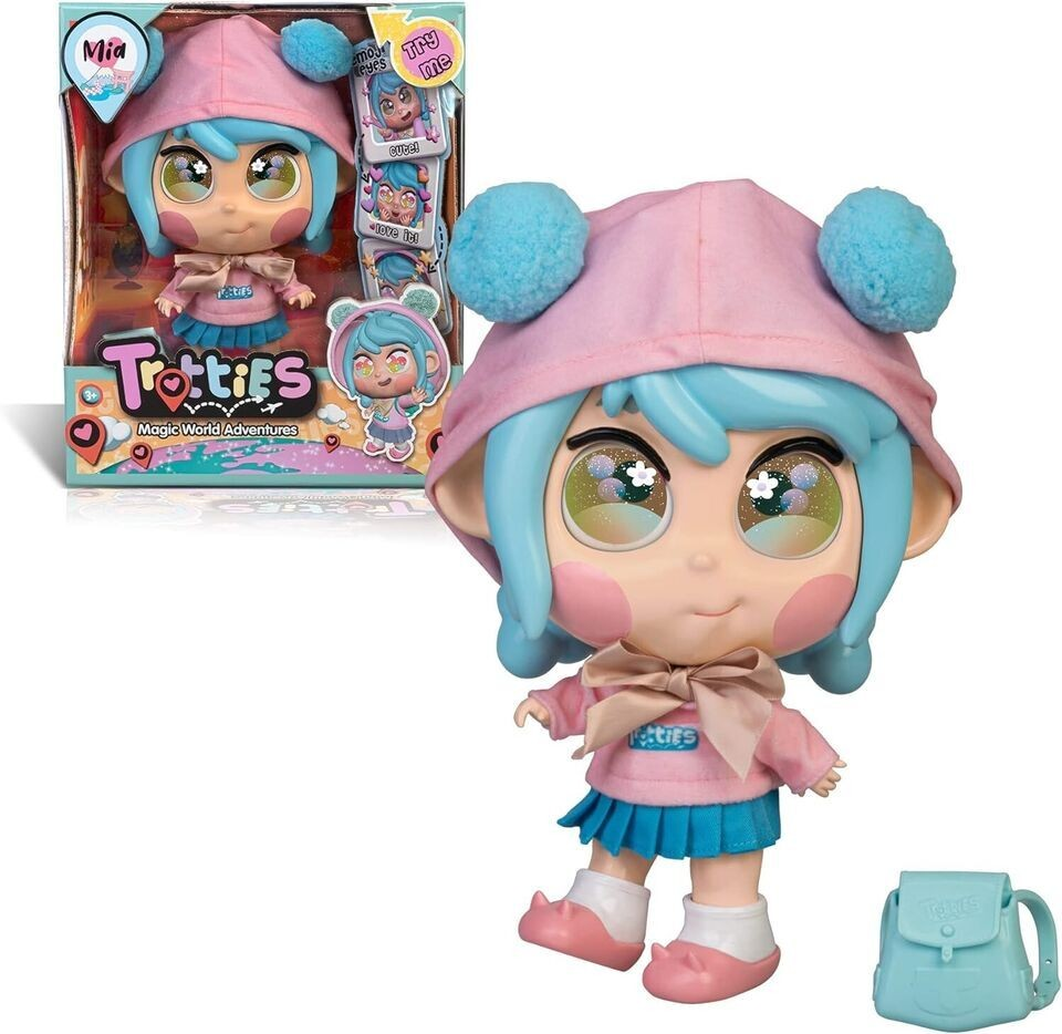 Trotties Mia mit Emoti-Augen, Mehrfarbig, Reisepuppen aus der Zeichentrickserie, mit über 10 Accessoires