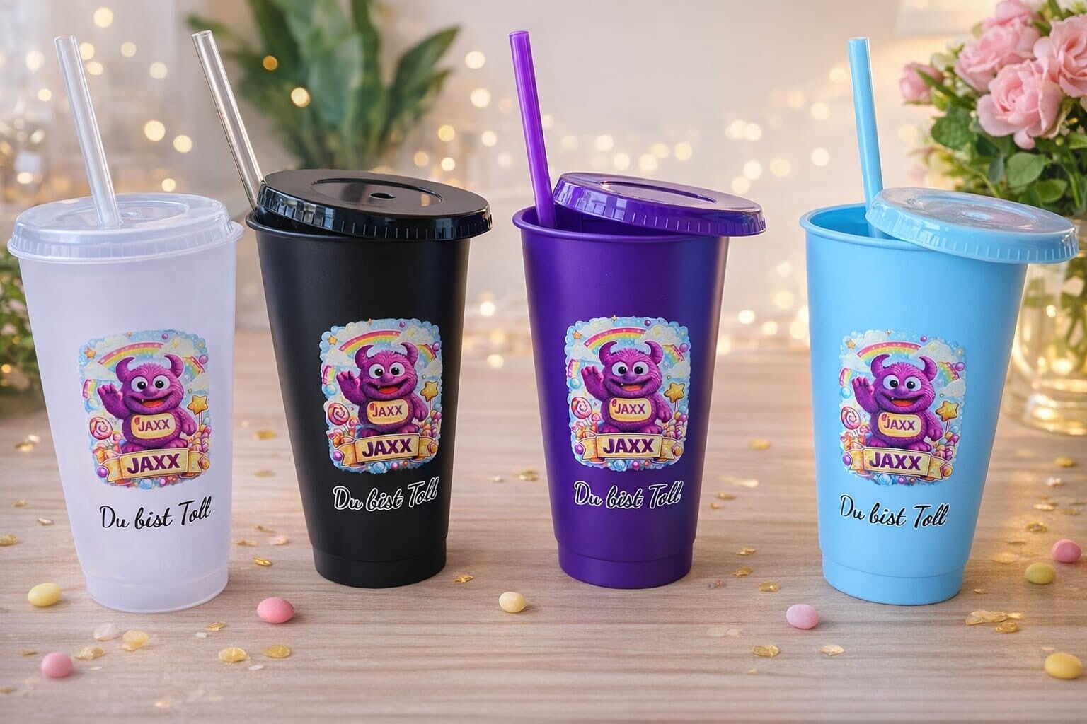 Jaxxtrends Trinkbecher 500 ml – Kunststoff, wieder verwendbar, verschiedene Farben