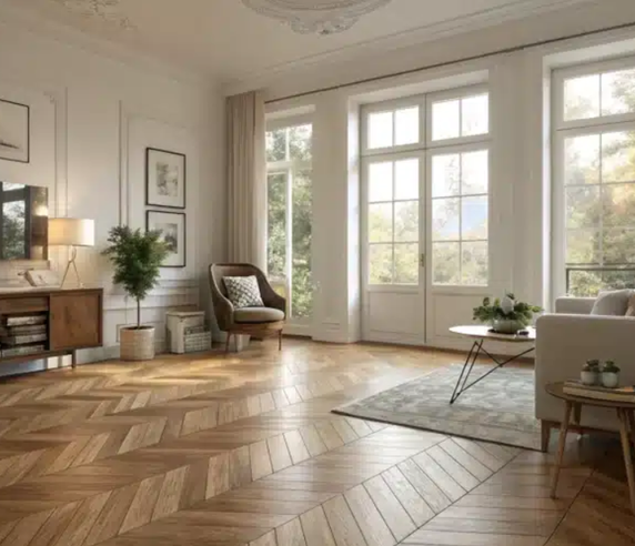 Plancher en chevron