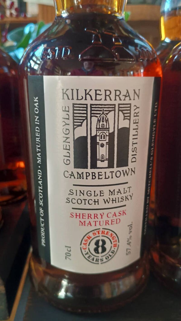 KILKERRAN GLENGYLE  SHERRY cask Aged 8 years  cask strength 57.4% vol 70cl