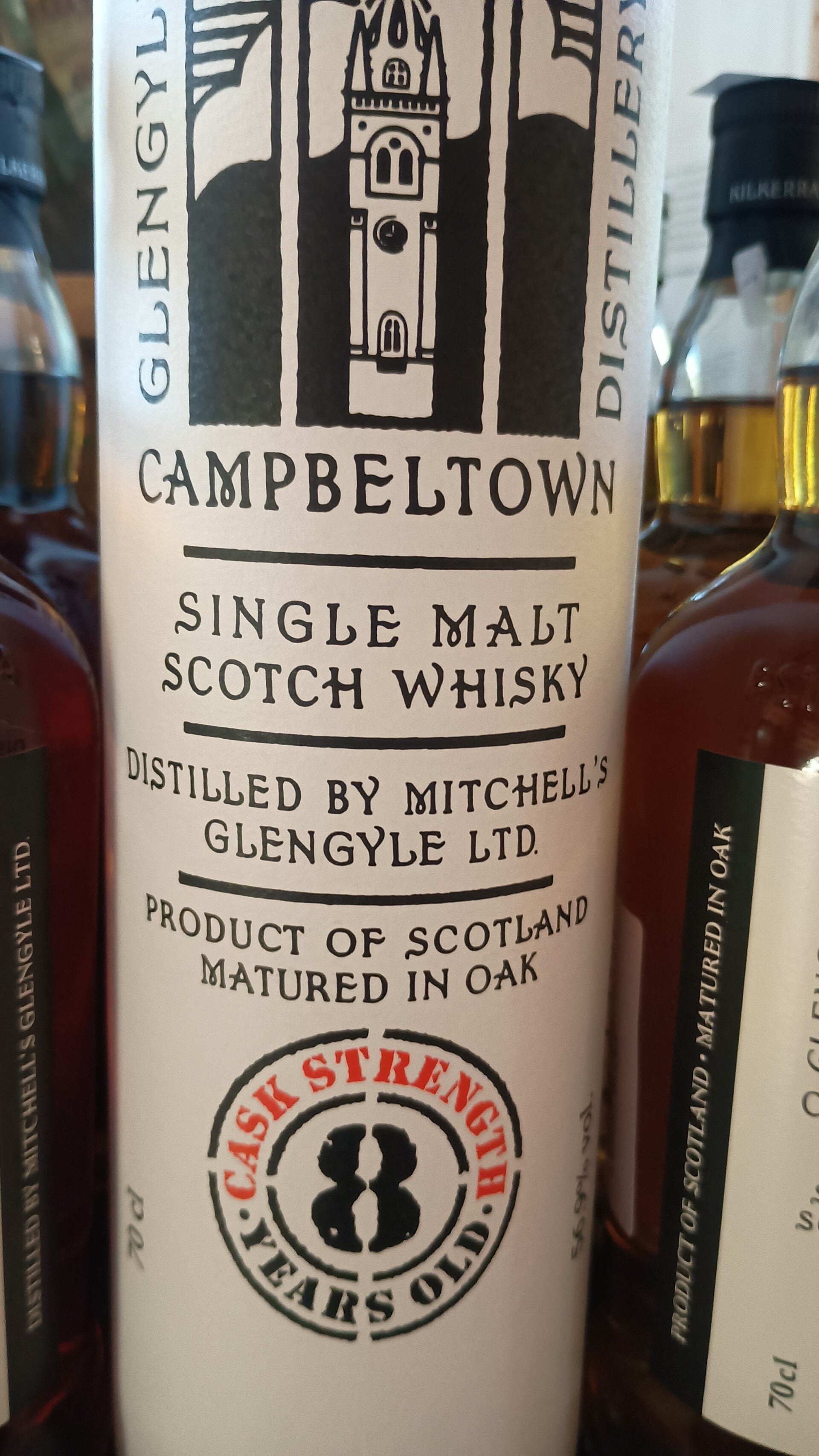 KILKERRAN GLENGYLE  in tube Aged 8 years cask strength 56.9% vol 70cl