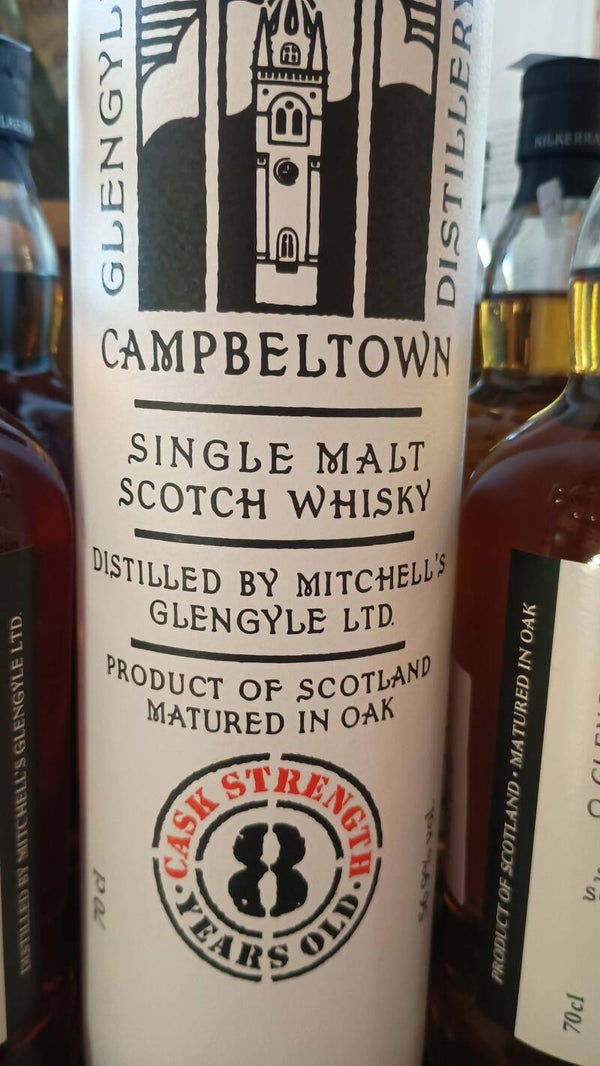 KILKERRAN GLENGYLE  in tube Aged 8 years cask strength 56.9% vol 70cl