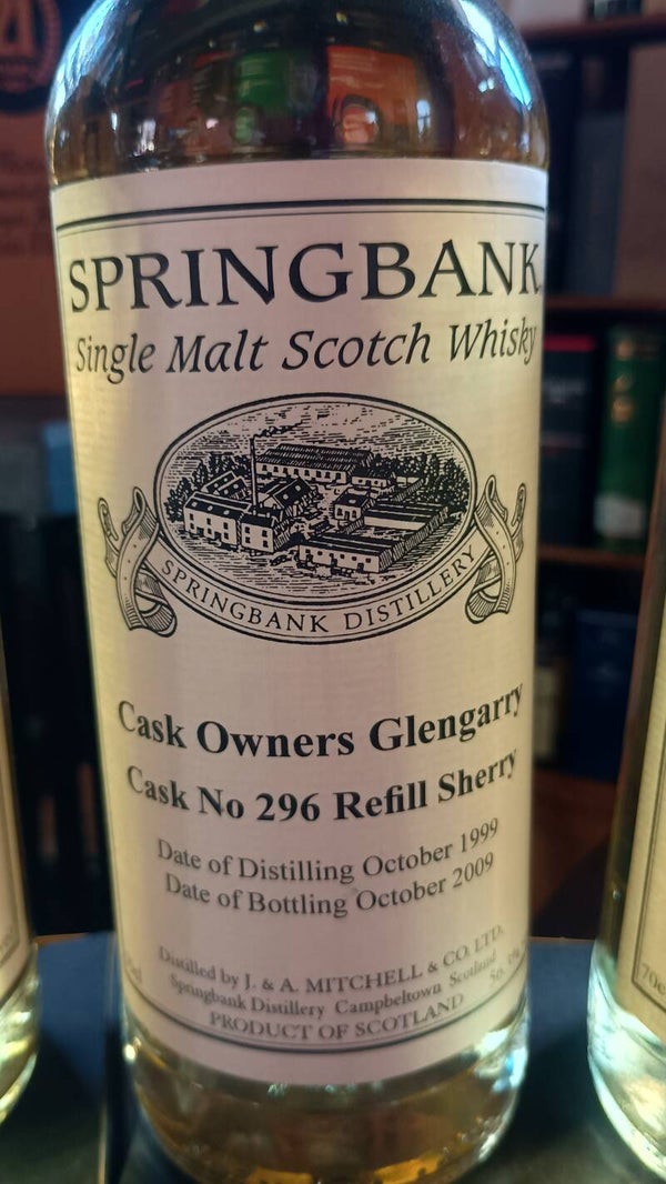 Springbank CASK owners Glengarry casknr 296 refill sherry 56.3%