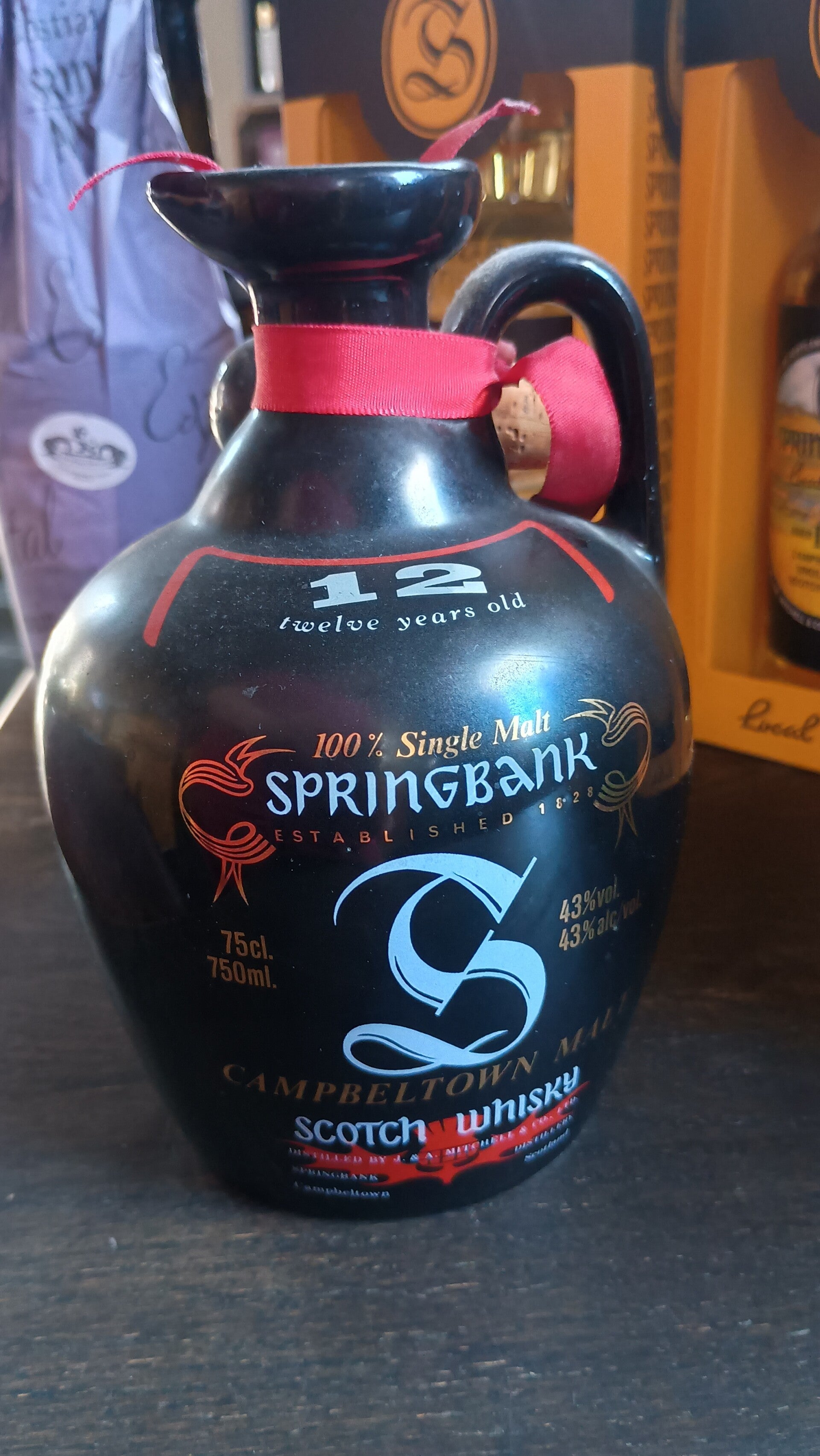 Springbank 12 years DECANTER , KRUIKJE super exclusief 43% vol 75cl