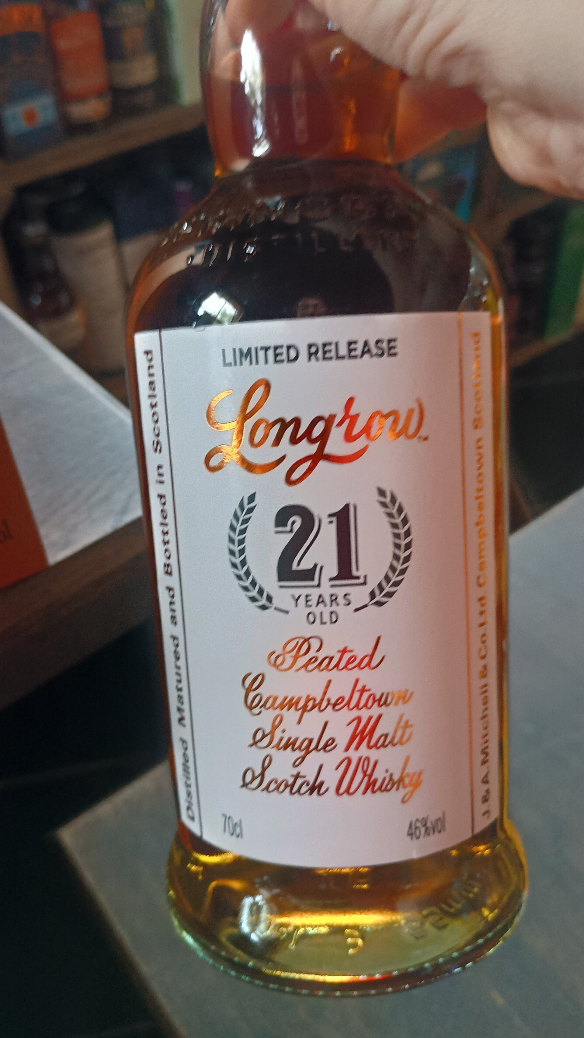 Longrow 21 years  in mooie koker 46% vol