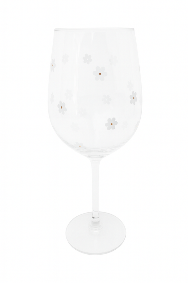 Wijnglas met bloemen – Handbedrukt en uniek design | Cadeau | Sabliem