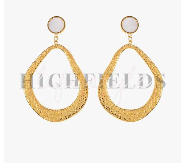 Oorbellen bungelen - Roestvast staal gold plated. (103)