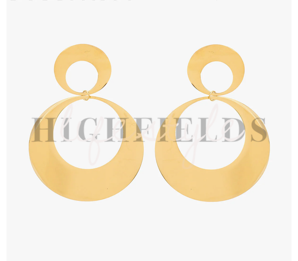 Ronde hangende oorbellen Roestvaststaal gold plated (105)