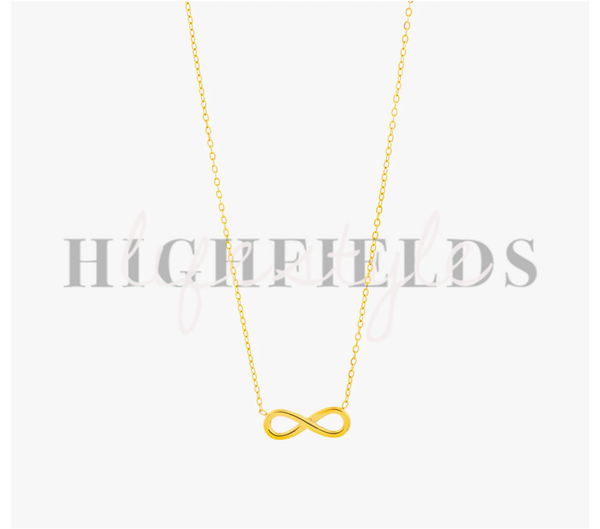 Ketting met oneindigheid figuur - Roestvast staal gold plated. (128)
