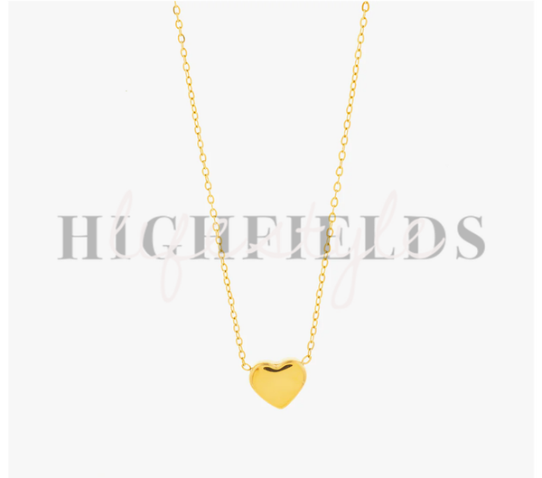 Hartvormige hanger ketting - Roestvast staal gold plated. (129)