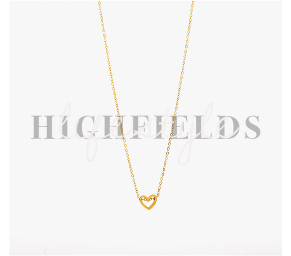 (Open) Hartvormige ketting - Roestvast staal gold plated. (132)