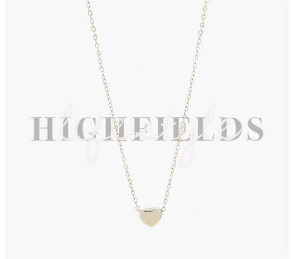 Ketting met klein hartje - Roestvast staal - Zilver. (135)