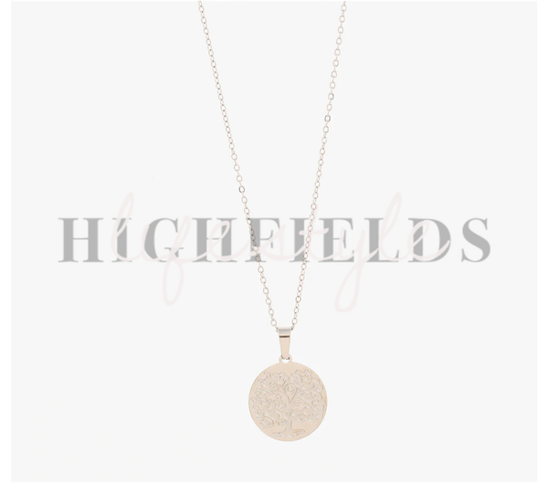 Ketting met boomfiguur - Roestvast staal-Zilver. (140)